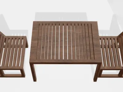 Wood table 3d model low poligon Free low-poly 3D model