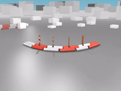 White and Red Road Traffic Barrier - Part 29 - Low-poly 3D model