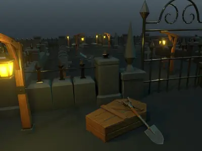 Stylized 3D Cemetery Graveyard Pack Low-poly Low-poly 3D model