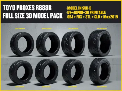 TOYO PROXES R888R Full Package Low-poly 3D model