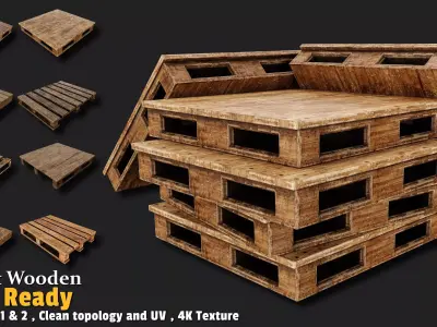 Wooden Pallet Game Ready VOL01 Low-poly 3D model