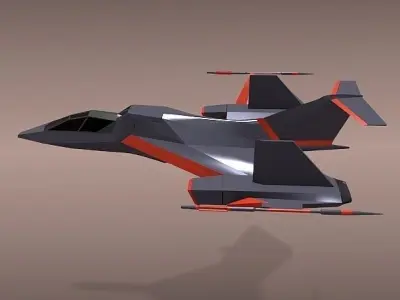 Futuristic spacecraft concept Low-poly 3D model