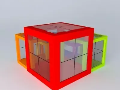 pavilion three colored cubes 3D model