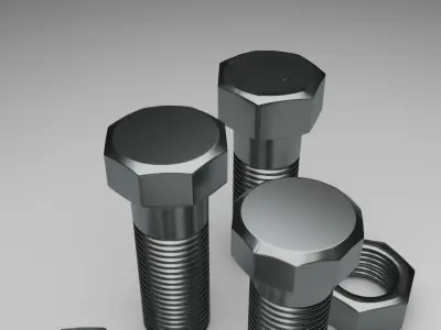 Bolts and Nuts Set 3D model