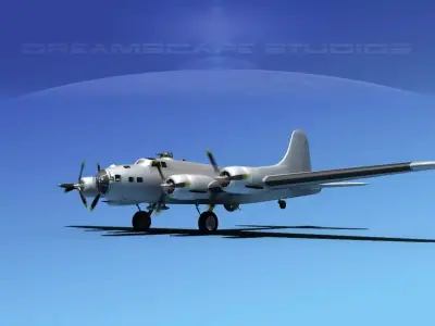 Boeing B-17G Bare Metal HP 3D model