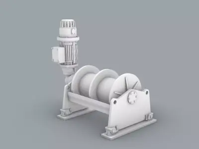 Hydraulic Drive Winch Low-poly 3D model