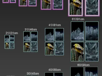 JUNIQE Cactus framed set-02 3D model