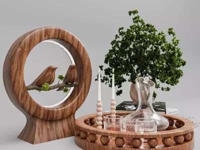 sparrow decorative set  3D model