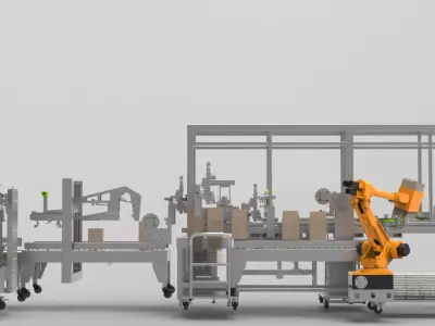 Packaging machine production process line 3D model