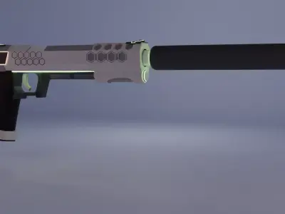 Silenced Pistol - Low Poly Free low-poly 3D model