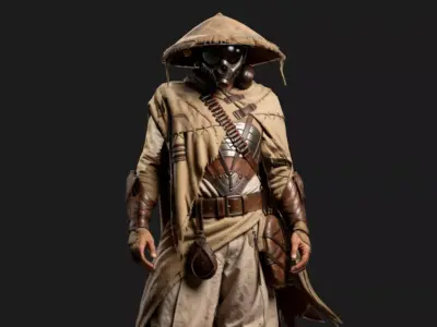 Sci-Fi Wasteland Outlaw Low-poly 3D model
