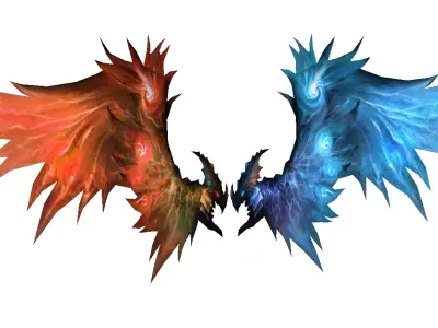 Blue-Red Dragon Wing Low-poly 3D model
