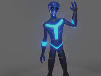 Blue Alien Low-poly 3D model