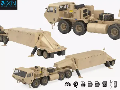 Hemtt M983 Tractor Truck with AN TPY2 X-Band Radar Defense 3D model