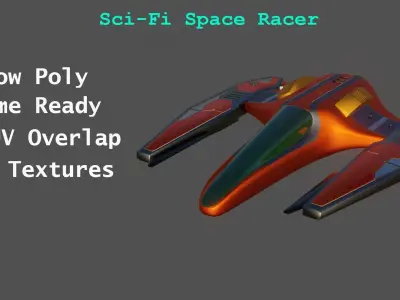 Sci-Fi Space Racer - Low Poly - Game Ready - PBR Low-poly 3D model