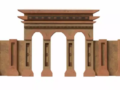 Ancient Fantasy Gate Low-poly 3D model