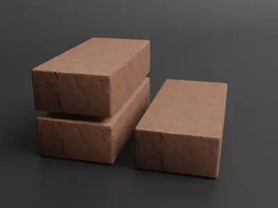Red brick Lowpoly pack of bricks blocks low-poly Free low-poly 3D model