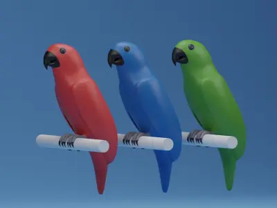 Cartoon Cute Bird Parrot 3D model