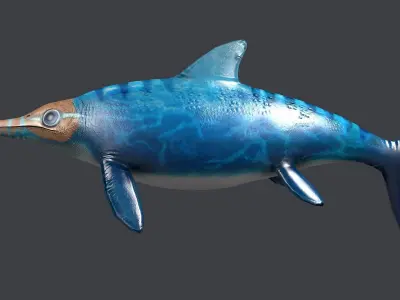 Ichthyosaur ichthyosaurus giant lizard fish marine dinosaur 3D model