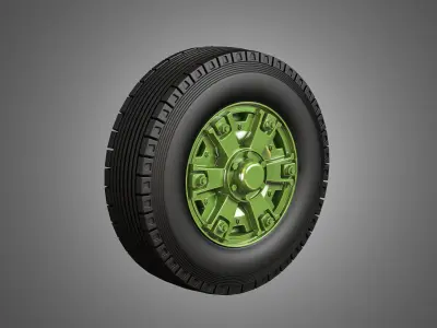Trucks Tires and Dayton Style Rims with 6 Spoks 3D model