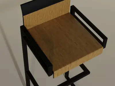 Minimalist Stool with Table - Bamboo Furniture  3D model