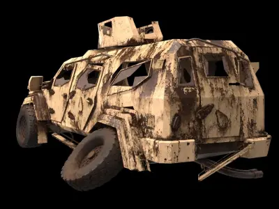 damaged Terradyne Gurkha lapv Free low-poly 3D model