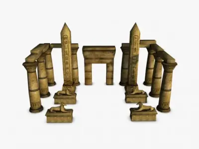 Egyptian temple entrance elements 3D model