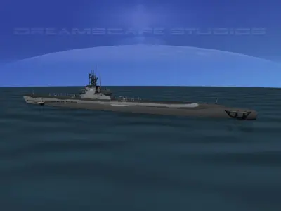 Balao Class Submarine USS Cisco SS290 3D model