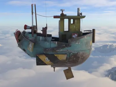 Fly boat Low-poly 3D model