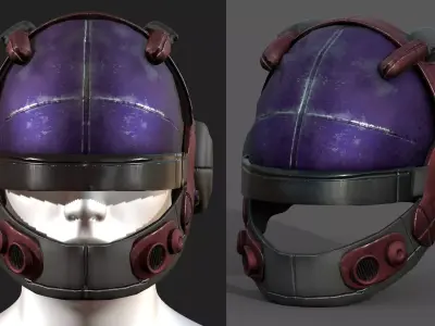 Helmet military combat fantasy futuristic Low-poly 3D model