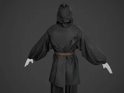 Black And Brown Medieval Outfit Low-poly 3D model
