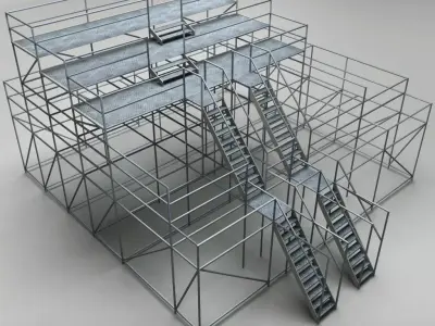 Industrial scaffolding 3D model