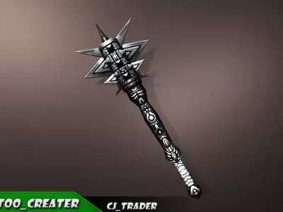 Fantasy Magic Stick Low poly Mace 3D Model Low-poly 3D model