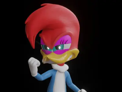 Winnie Woodpecker Low-poly 3D model