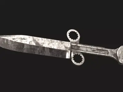 Apocalyptic Wrench Bowie Knife Free low-poly 3D model