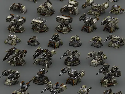 Wargear Turrets Low-poly 3D model