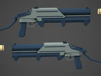 Stylized GM-94 Grenade Launcher Low Poly Mobile Ready Low-poly 3D model