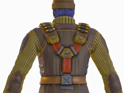 High Poly Male Technician Sweater Leather Jacket Low-poly 3D model