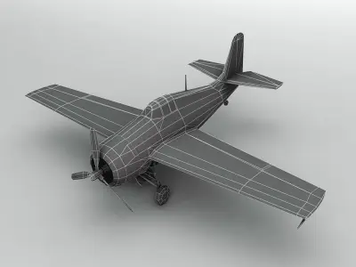 Grumman FM2 Wildcat Aircraft LOW Low-poly 3D model
