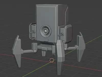 low poly turret futuristic robot Low-poly 3D model