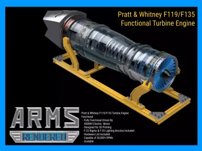 PRATT and WHITNEY F119 F135 Turbine Jet Engine 3D print model