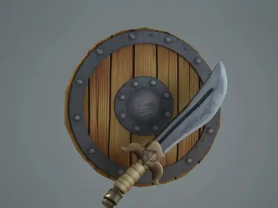 Buckler ancient sword Scimitar cold 3D model