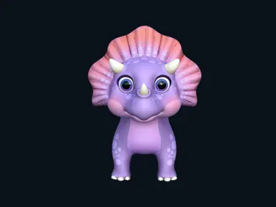 Asset - Cartoons - Dinosaur Triceratop Rigged 3D model