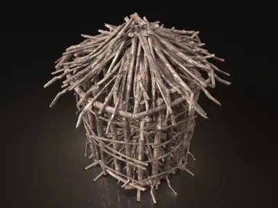 Next Gen AAA Round Animal Cage made of sticks Low-poly 3D model