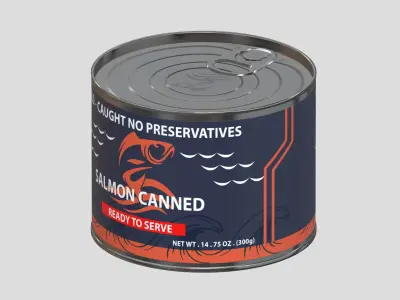 Salmon Canned Low Poly Low-poly 3D model