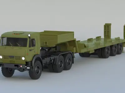 Kamaz-65225 Tank Transporter 3D model