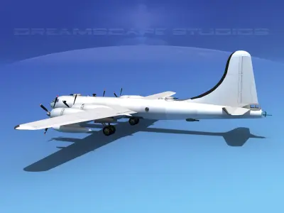Boeing B-50 Superfortress Bare Metal 3D model