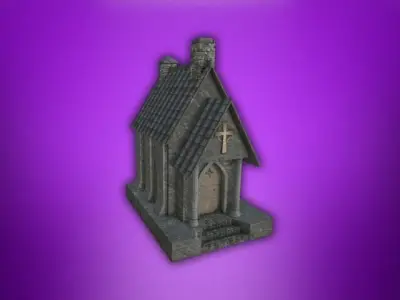 Mausoleum gothic church at sunset Free low-poly 3D model