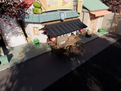 Japanese Style cart Foodcart Fruitcart 3D model