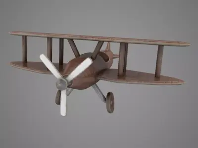 Wood Toy Plane Low-poly 3D model